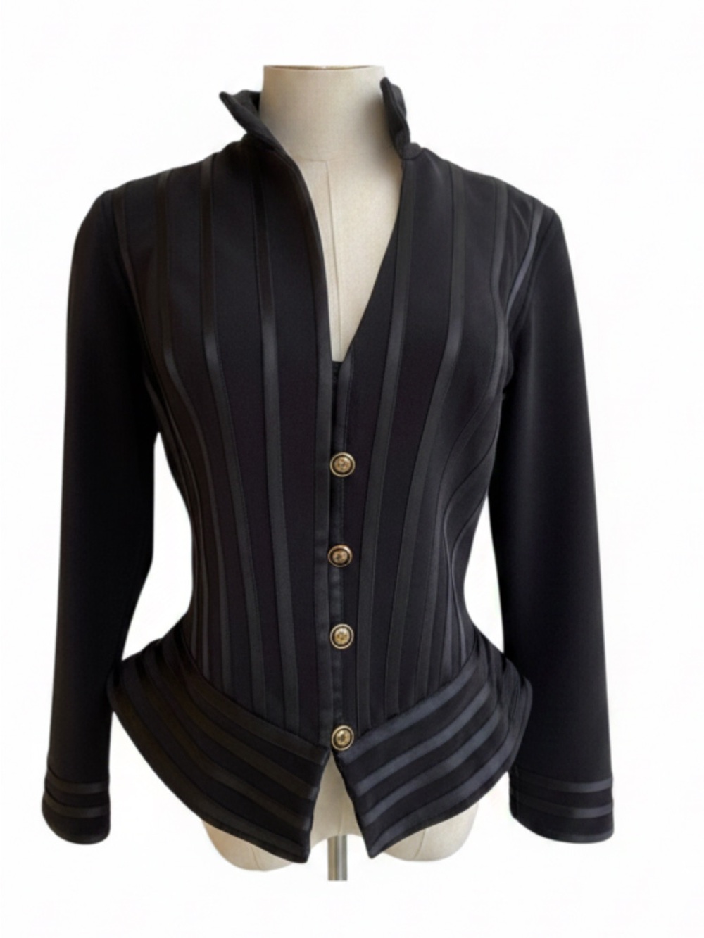 TADASHI Vintage Black Peplum Corset Blazer
